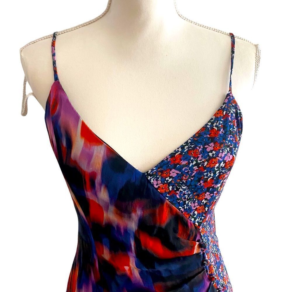Parker Floral Animal Print Boho Silk Dress Size 6 - Picture 3 of 7